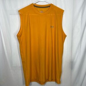 Under Armour men’s yellowish orange sleeveless athletic active cutoff‎ shirt top